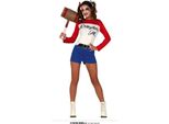 Supereroe Avventuriero Mr Smile Arlecchino Costume Halloween Divertente Rosso Blu Comico Avventura Personaggio Divertente Vacanze, Taglia: 36 - 38 (S) Colore: Rosso