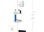 Scaffale Da Bagno Telescopico Bremermann, 3 Cestini, 2 Aste, Fino A Max. 290 Cm Circa, Bianco