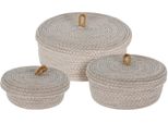 Set Di Cestini Portaoggetti Homestyling KO-KR2002820 Con Coperchio 3 Pz. Grigio