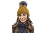 Cappello A Maglia Vivisence Da Donna - Cappello A Pompon Per L'inverno E L'autunno - Cappello Con Pompon - Cappello Invernale Caldo - Giallo Scuro
