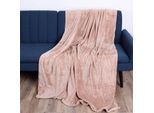 Accogliente Coperta Di Flanella 150X200Cm ( Cammello ) Soffice Coperta Testurizzata Per Divano, Divano E Letto, Copriletto - Lancio Per Divano