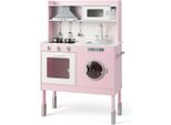 Cucina Per Bambini Costway Con Accessori Da Gioco, Cucina Da Gioco In Legno Con Cappa Aspirante E Lavatrice, Suoni E Luci Reali, Set Da Gioco Di Cucina Per Bambini A Partire Dai 3 Anni, Rosa (71 X 29 X 101 Cm)