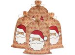 Brubaker Sacco Di Natale Babbo Natale Ho Ho Ho - 80 Cm Sacco Regalo Di Natale - Sacco Di Babbo Natale Sacco Di Iuta, 4 Pezzi