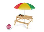 Tavolo Da Picnic Per Bambini Con Ombrellone - Legno - Natura