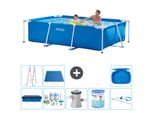 Piscina Intex Con Struttura Rettangolare - 260 X 160 X 65 Cm - Blu - Include Copertura - Kit Di Manutenzione - Pompa Filtro Per Piscina - Filtro - Kit Pulizia - Scaletta