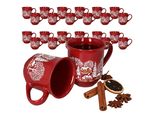 Set Di 36 Tazze Da Vin Brulé Da 0,2 Litri Rosso Paesaggio Natalizio In Ceramica, Calibrate