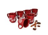 Set Di 6 Tazze Da Vin Brulè Da 0,2 Litri Rosso Paesaggio Natalizio In Ceramica, Calibrata