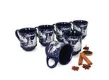Set Di 6 Tazze Da Vin Brulé 0,2L Blu Scuro Paesaggio Natalizio Tazze Da Vin Brulé In Porcellana Calibrate