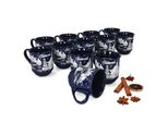 Set Di 12 Tazze Da Vin Brulè Da 0,2 Litri Blu Scuro Paesaggio Natalizio In Ceramica, Calibrate