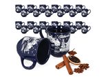 Set Di 36 Tazze Da Vin Brulé Da 0,2 Litri In Porcellana Blu Scuro Con Paesaggio Natalizio, Calibrate