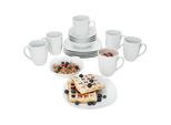 Set Da Colazione 18 Pezzi Lotta In Porcellana Bianca 6 Persone Piatti Piccoli Tazze Da Caffè
