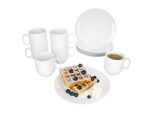 Set Da Colazione 12 Pezzi Tommy In Porcellana Bianca 6 Persone Piatti Tazze Impilabili