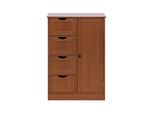 Cassettiera Rebecca Mobili Con 4 Cassetti E 1 Anta In Legno, Marrone