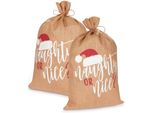 Brubaker Sacco Di Natale Birichino O Simpatico - 80 Cm Sacco Regalo Di Natale - Sacco Di Babbo Natale Sacco Di Iuta, 2 Pezzi