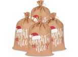 Sacco Di Natale Brubaker Birichino O Simpatico - Sacco Regalo Di Natale Da 80 Cm - Sacco Di Iuta Per Babbo Natale, 4 Pezzi