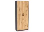 Armadio Con Scaffali 74 Lucette – Grafite / Rovere Wotan