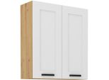 Armadietto Superiore Alto Laili - Larghezza 80 Cm, Bianco / Rovere Artisan