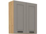 Armadietto Superiore Alto Laili - Larghezza 80 Cm, Grigio Chiaro / Rovere Artisan
