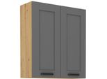 Armadietto Superiore Alto Laili - Larghezza 80 Cm, Grigio / Rovere Artisan