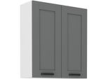 Armadietto Superiore Alto Laili - Larghezza 80 Cm, Grigio / Bianco