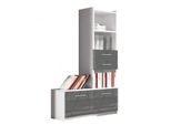 Scansia Con Scaffali E Cassetti Reni 1 - Bianco / Grigio