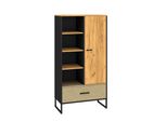 Scansia Con Scaffali E Anta Sabel - Nero / Rovere Craft Dorato