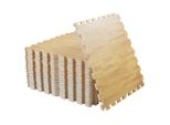 Wisfor 24PCS Tappetino Protettivo + 48 Pezzi Di Bordo, Sottotappeto Tappetino Puzzle Tappetino Di Protezione Pavimento Fitness Tappetino Antiscivolo, Ogni Pezzo: 60×60×1Cm, Aspetto Legno Chiaro