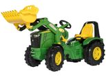 Tretfahrzeug ROLLY TOYS Premium John Deere 8400R, grün, Tretfahrzeuge, KinderB:56,5cm H:91cm T:154cm, Kunststoff, Kindertraktor mit Lader, B:56,5cm H:91cm T:154cm