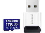 SAMSUNG Speicherkarte Pro Plus 1TB + USB-Kartenleser, blau, 1000 GB, Speicherkarten