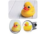 Badaccessoire-Set SANILO Ente, gelb (weiß, gelb), Holz, Polyester, Kunststoff, Badaccessoires-Sets, bestehend aus WC-Sitz, Badteppich und Waschbeckenstöpsel