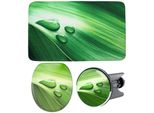 Badaccessoire-Set SANILO Green Leaf, grün, Holz, Polyester, Kunststoff, Badaccessoires-Sets, bestehend aus WC-Sitz, Badteppich und Waschbeckenstöpsel