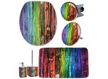 Badaccessoire-Set SANILO Rainbow, bunt, Holz, Badaccessoires-Sets