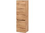 Midischrank Welltime "Kaunas", Braun (Wotaneiche), B:40Cm H:130Cm T:35Cm, Holzwerkstoff, SchräNke, Midischrank, 40 Cm Breit, Soft-Close-Funktion