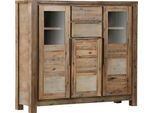 Highboard Gutmann Factory "Tulsa", Braun (Smoked), B:160Cm H:140Cm T:45Cm, Holz Teilmassiv, Sideboards, Highboard, Vitrine, HöHe 140 Cm