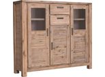 Highboard Gutmann Factory "Tunis", Beige (Sandfarben), B:160Cm H:140Cm T:45Cm, Massivholz, Sideboards, Highboard, Vitrine, HöHe 140 Cm