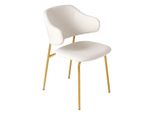 Riess-Ambiente Stuhl Vogue - Weiß Bouclé Goldene Metallbeine