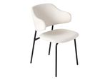 Riess-Ambiente Stuhl Vogue - Weiß Bouclé Schwarze Metallbeine