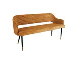 Riess-Ambiente Sitzbank Paris - 160Cm Senfgelb Samt Retro RüCkenlehne Metallbeine