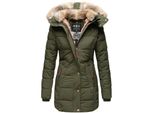 Marikoo Damen Stylischer Wintermantel Steppmantel Mit Kunstpelz-Kapuze Lieblings Jacke