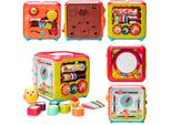 Cubo Di Attività Coil 6In1 Giocattolo Educativo Di Selezione Delle Forme, Cubo Sensoriale Luminoso, Rosso