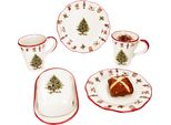 Maestro Natale 5Pc Set Colazione 2 Pers Burro Piatto Tazza Natale