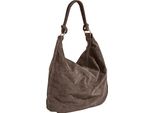 Beuteltasche HEINE, Damen, Gr. B/H/T: 39cm x 49cm x 2cm, grau (dunkeltaupe), Leder, unifarben, Taschen