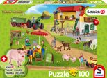 Schmidt Puzzle Schleich Fattoria Con Stalla 100 Pezzi + Figura Schleich