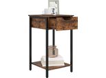 Homcom Tavolino, Tavolino Dal Design Industriale, Tavolino Con Struttura In Acciaio, Per Soggiorno, Camera Da Letto, 40 X 40 X 68 Cm, Marrone Rustico
