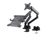 Supporto Per Monitor Con Molla A Gas Supporto Per Laptop Supporto Da Tavolo Braccio Per Monitor Supporto Per Monitor Vesa 75X75 100X100 17"-32"" Per 1 Monitor E 1 Computer Portatile Casa Ufficio"