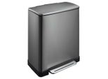 Eko - Cestino A Pedale E-Cube Recycling 28+18 Litri - Acciaio Inox Plastica - Acciaio Nero