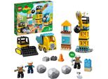 Lego 10932 Duplo Cantiere Con Palla Da Demolizione, Giocattolo Con Veicoli Da Cantiere Come Camion, Gru E Scavatrice, Gioco Di Abilità Motoria Per Bambini A Partire Dai 2 Anni Di Età