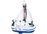 Brubaker Barca A Vela Bianca - Guaina Natalizia In Vetro Dipinta A Mano - Decorazione Per Albero Di Natale Figurine Divertente Decorazione Pendente - 12 Cm