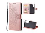 Custodia Per Samsung Galaxy S22 5G Telefono Cellulare Flip Cover Case Mandala Rosegold