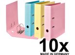 Falken 15081382F 10 Falken Pure Pastell Ordner Vanille-Gelb, Flamingo-Pink, Himmel-Blau Karton 8,0 Cm Din A4